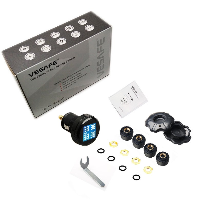 VESAFE Wireless Tire Pressure Monitoring System (TPMS) for Small Size 4-tire Vehicles, Including 4 External Cap sensors (0-87PSI) - Image 5